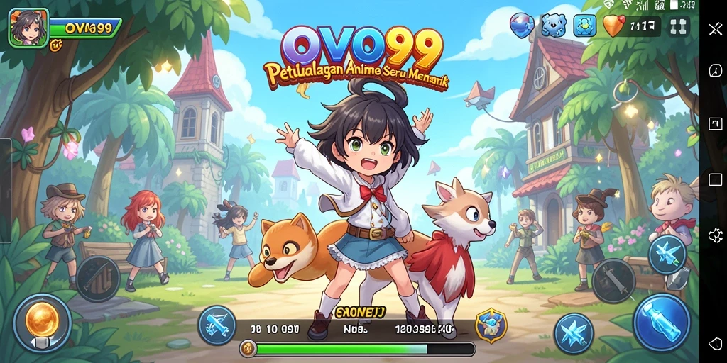 Tampilan gameplay OVO99 dengan karakter anime yang menarik.